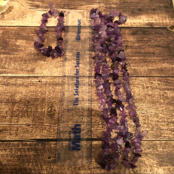 2/1 Tumbled Amethyst Necklace and Bracelet - Picture 5 of 8